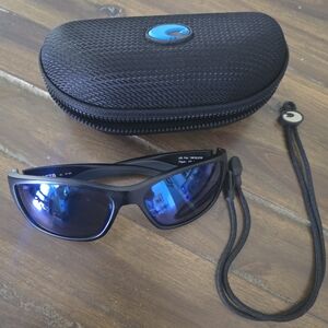 Costa Black Sunglasses with Reflective Blue Lenses